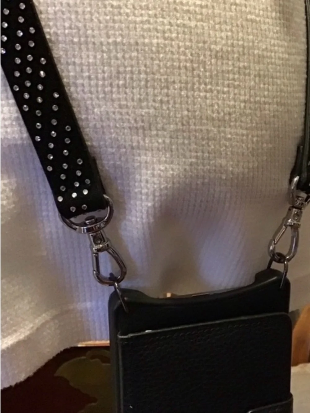 Bandolier Hailey Rhinestone Strap in Black Velvet  and Silver Rhinestones New